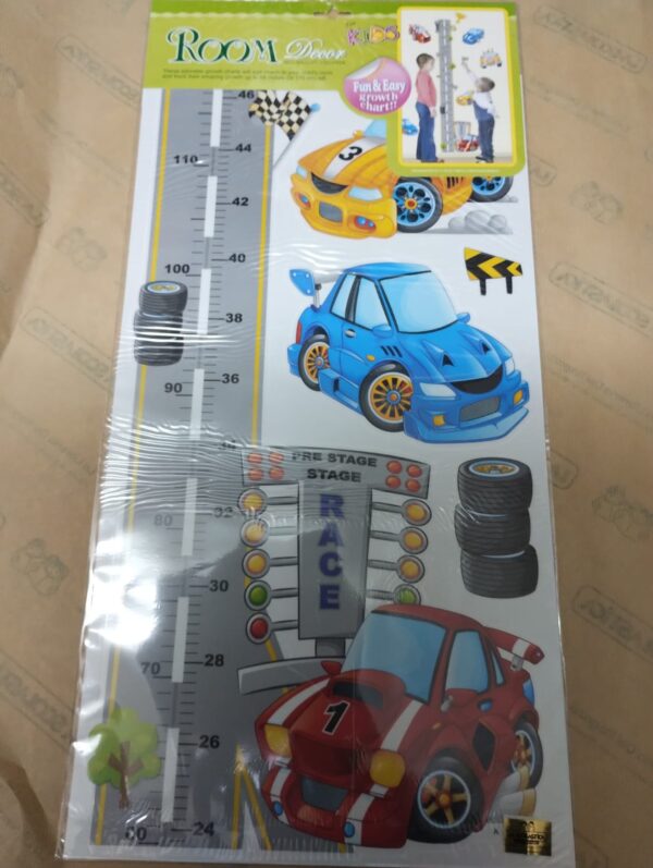 Adesivi Murali Auto Da Corsa Con Pista - Set Di 7 Auto, PVC, Per Cameretta Bambini, 9 Fogli 20x29 Cm